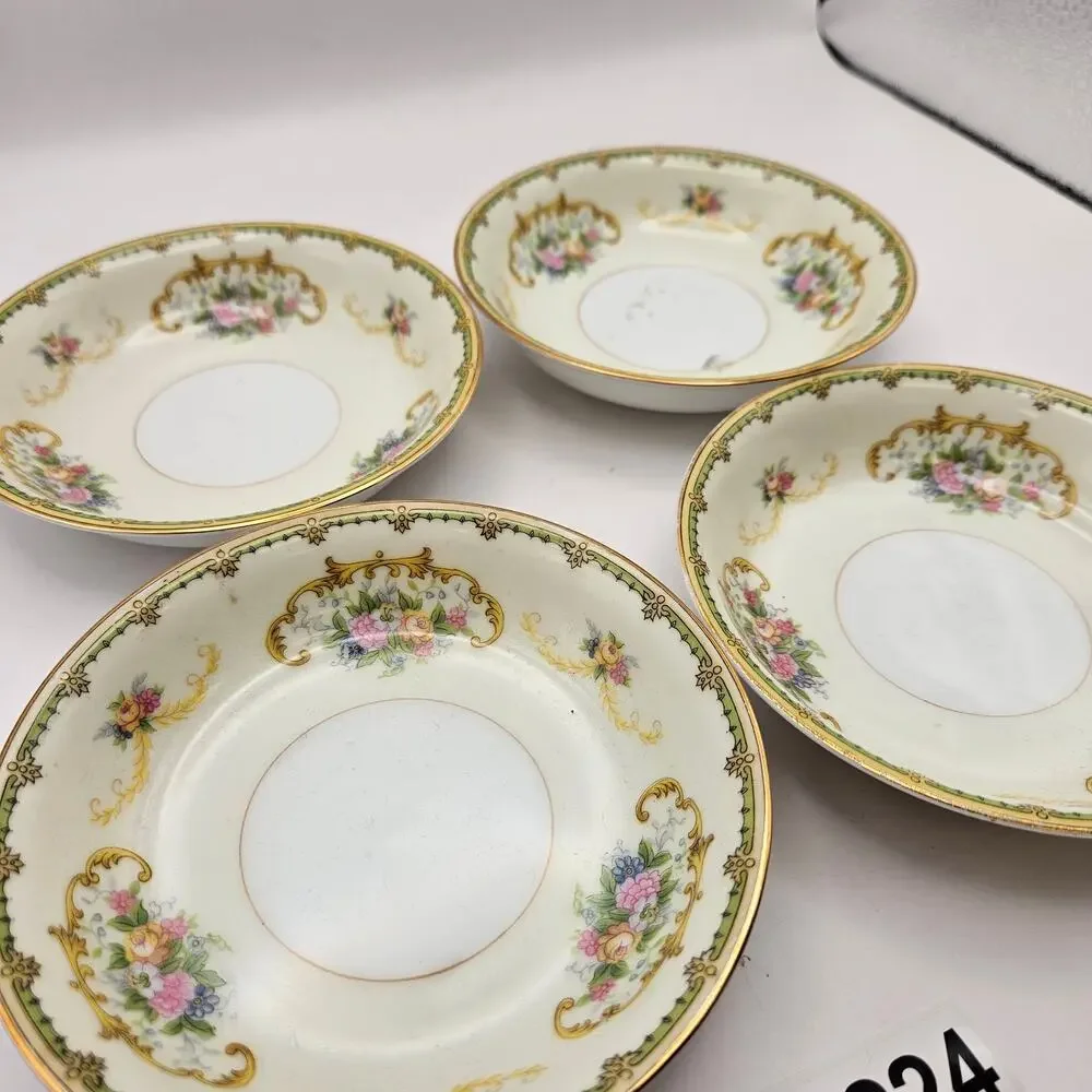 LOT OF 4 NORITAKE CHINA DIANA JAPAN FLORAL SAUCER BOWLS GOLD TRIM